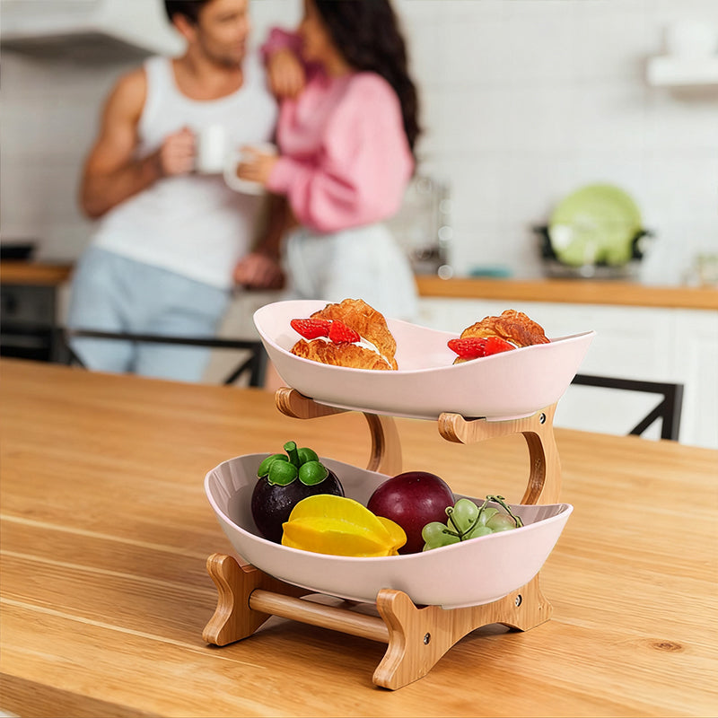 2-Tier Bamboo Fruit Stand for Kitchen, Space Saving Countertop Organiser 🇨🇳