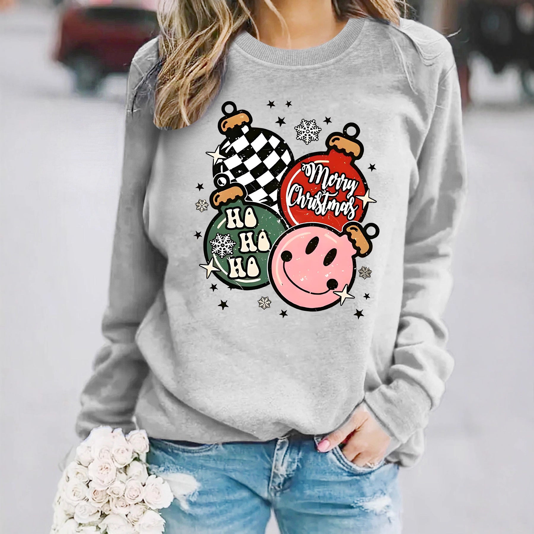Christmas themed print sweatshirt 🇨🇳