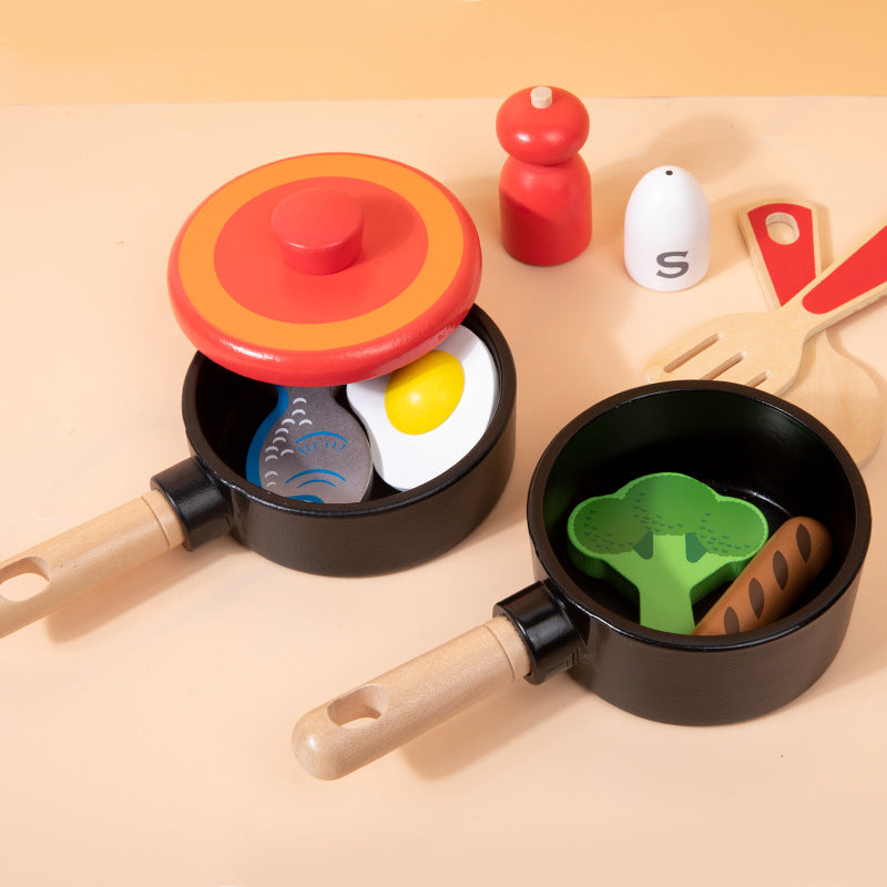 Children's wooden simulation home cooking kitchen with joy utensils wooden toys 🇨🇳