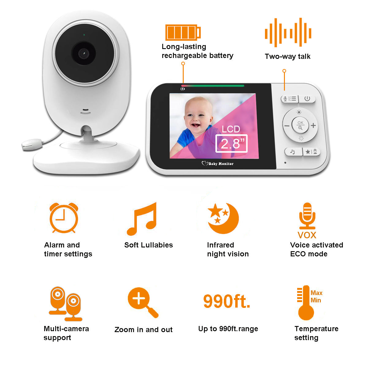 2.8-inch baby monitor monitor, baby monitor monitoring device 🇨🇳