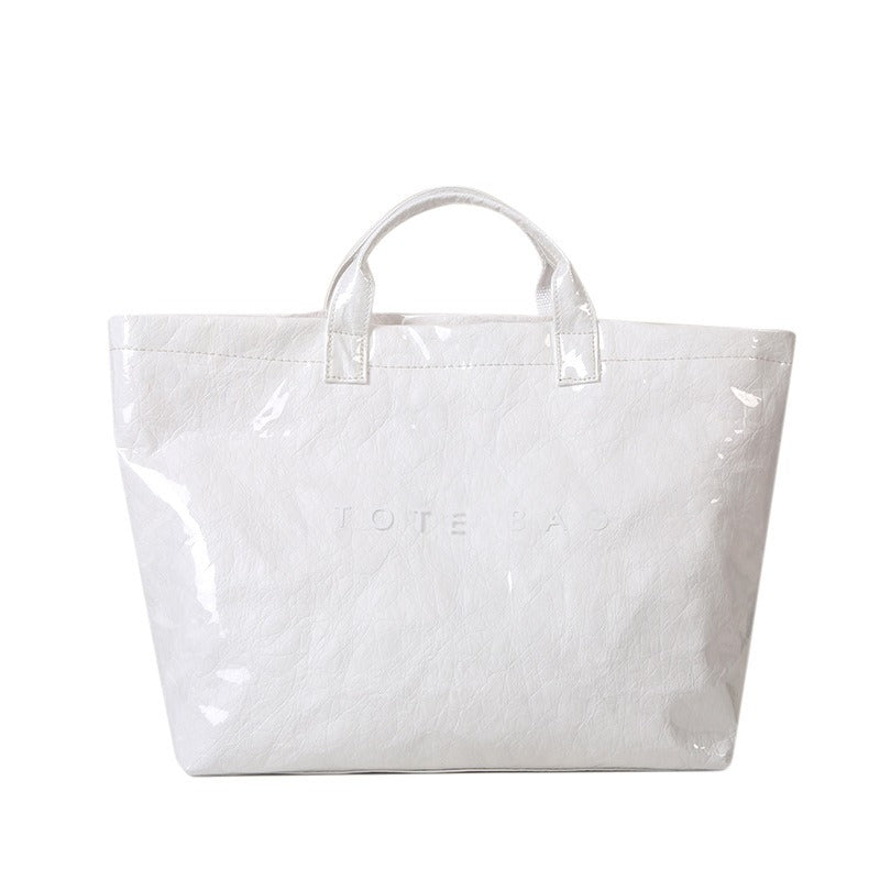 Fashionable Retro Dupont Paper Bag Women's Large Capacity Kraft Paper Handbag Shopping Bag Trendy 🇨🇳