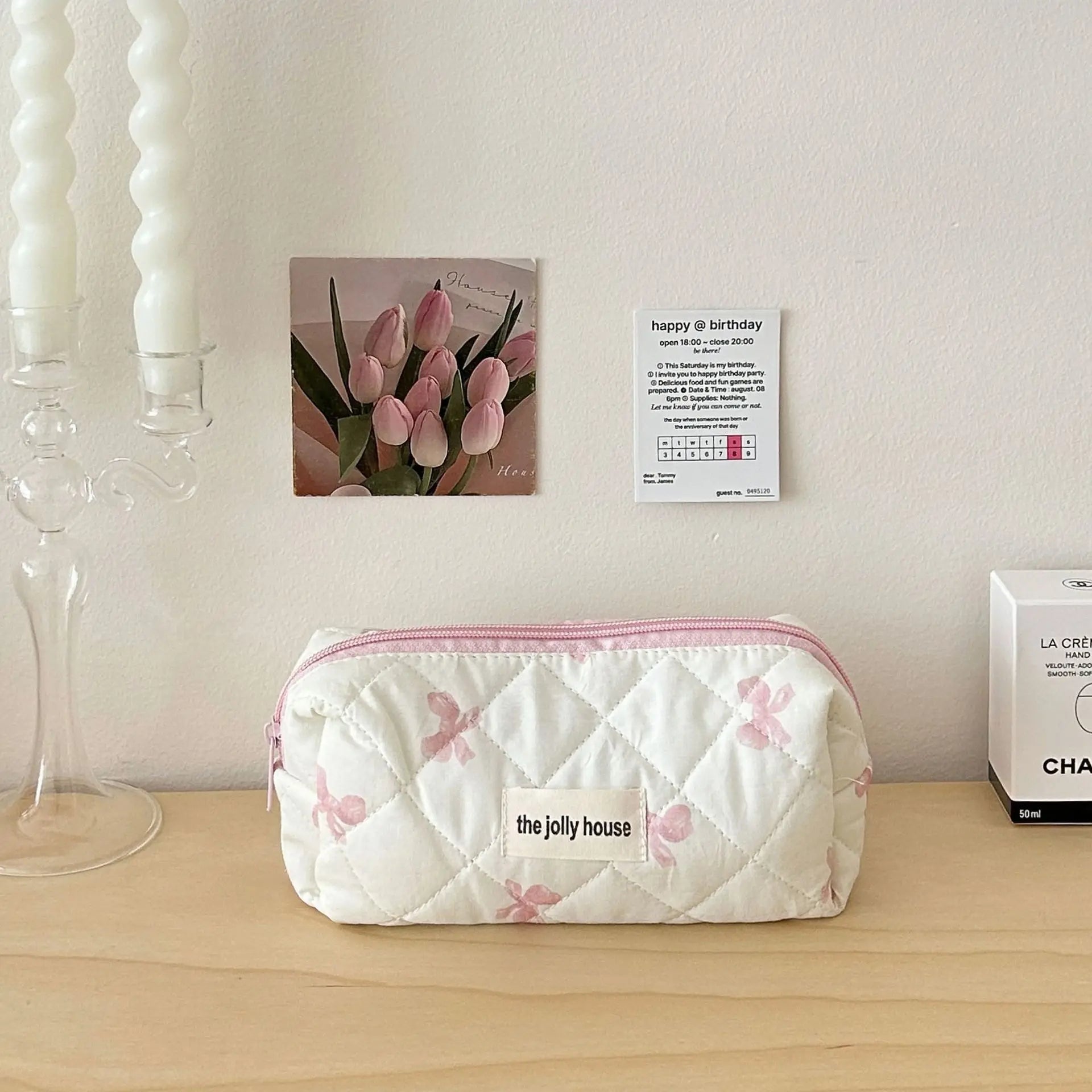 Cute Bow Flower Quilting Cotton Makeup Bag 🇨🇳