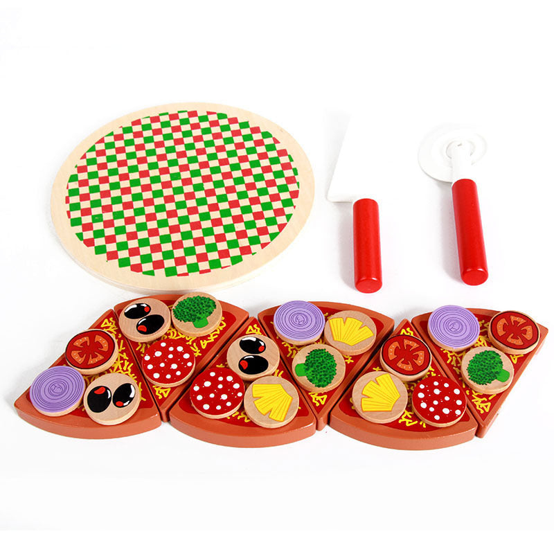 Wooden children's kitchen play house toys puzzle mushrooms pizza toys 🇨🇳
