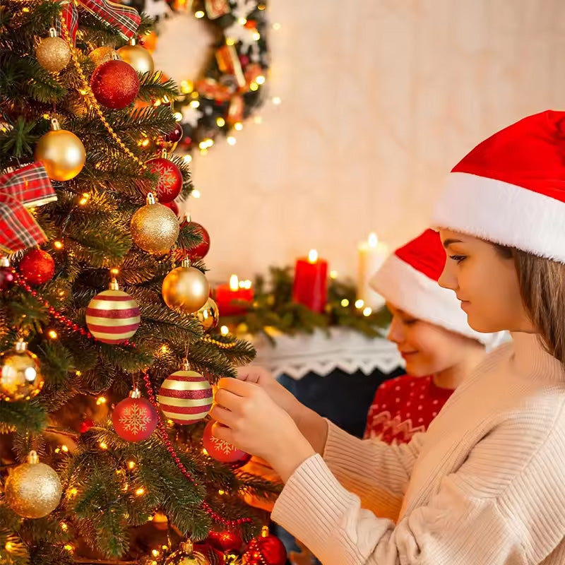 50 pcs/box: 2025 Gold Red Hanging Christmas Tree Ball Ornaments 🇨🇳