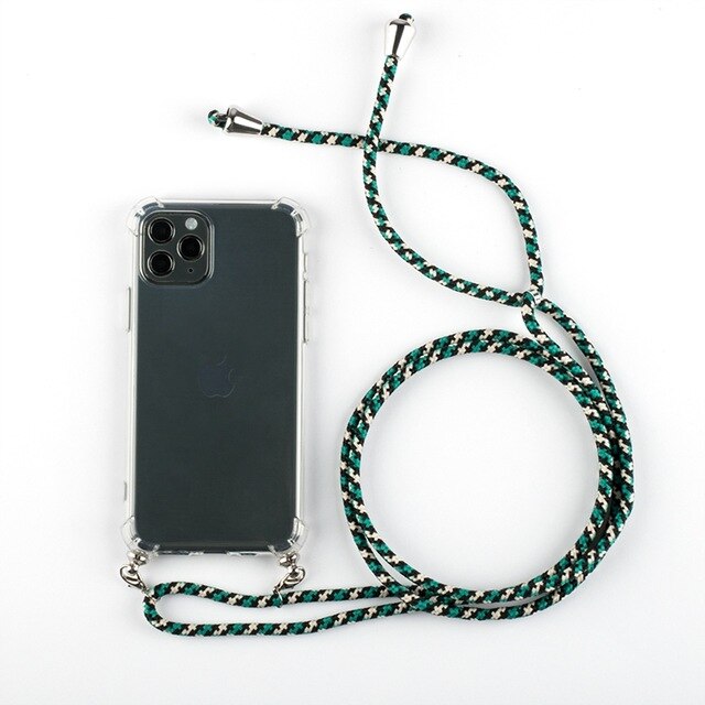 Phone Case For iPhone 11Pro 11 Pro Max Airbag Cover Silicone TPU Clear Case Coque With Lanyard Strap for iPhone 11 🇨🇳