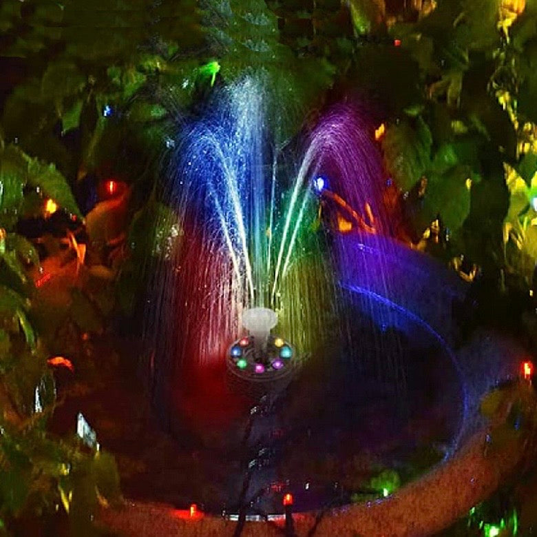 7W Solar Powered Fountain Coloured LED Water Pump with 11 Nozzles for Garden, Fountain, Birth Bath 🇬🇧