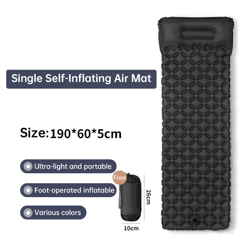 Outdoor double inflatable sleeping pad – with built-in pillow & pump, for camping, backpacking, hiking 🇨🇳