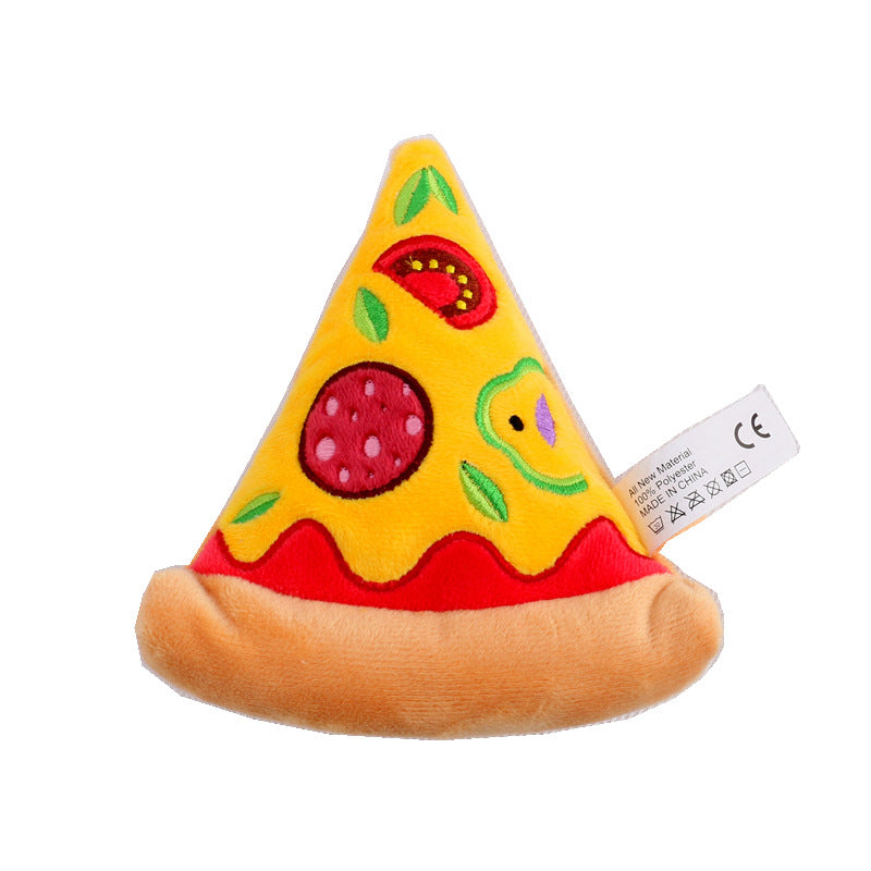 Pet Plush Toy Simulation Pizza Hamburger Steak Ice Cream French Fries Sound Dog Toy Pet Product 🇨🇳