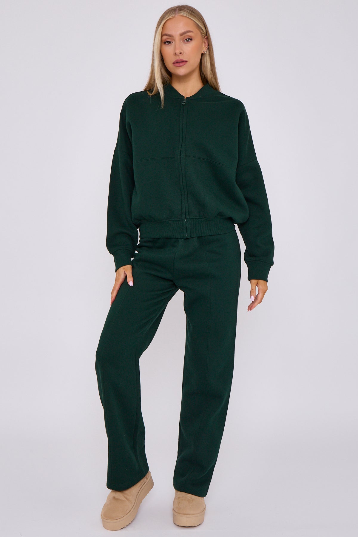 Oversized Bomber Style Fleece Zipper Co-ord 🇬🇧