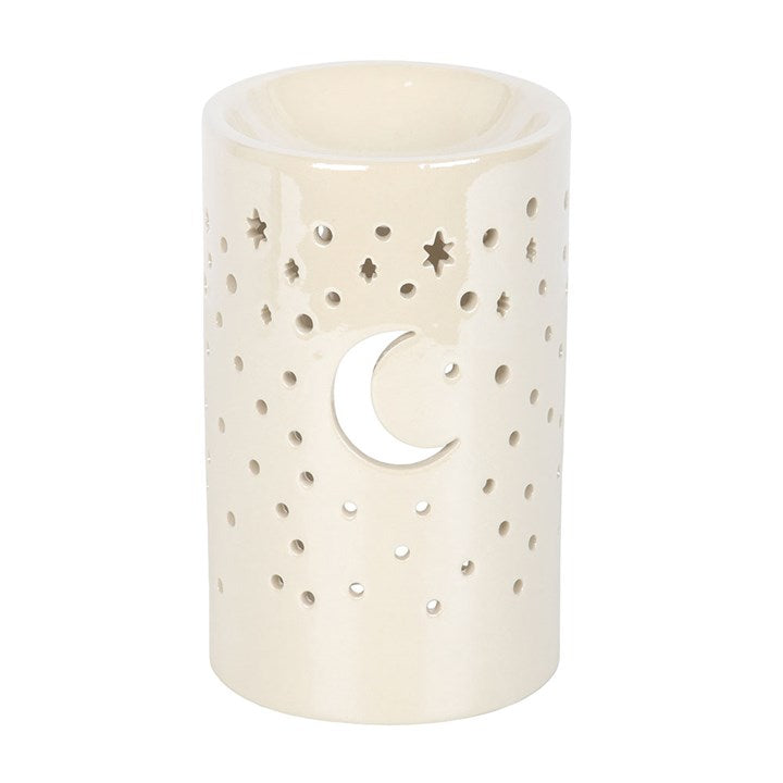 Iridescent White Moon Pillar Oil Burner and Wax Warmer 🇬🇧