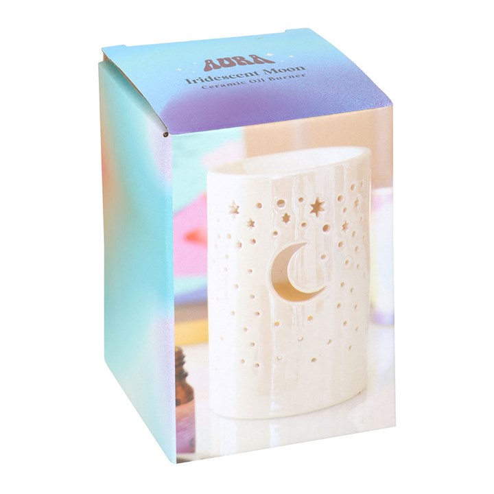 Iridescent White Moon Pillar Oil Burner and Wax Warmer 🇬🇧