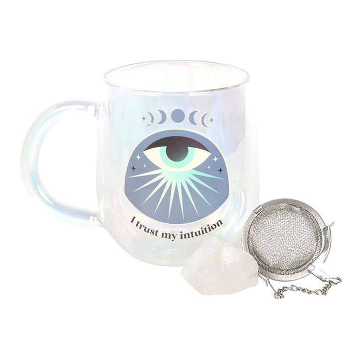 Intuition Double Walled Glass Mug with Aura Crystal Tea Infuser 🇬🇧