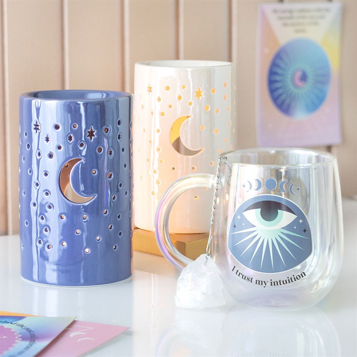 Iridescent Purple Moon Pillar Oil Burner and Wax Warmer 🇬🇧