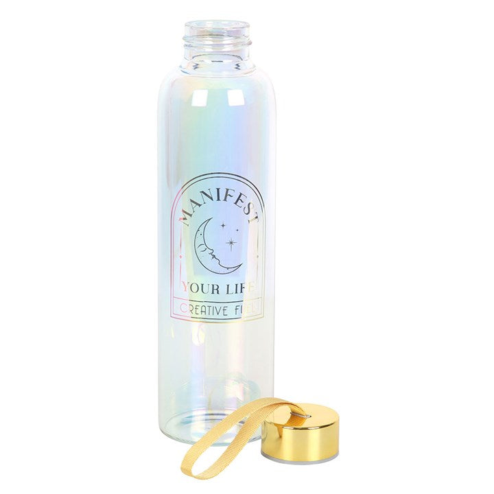 Manifest Your Life Iridescent Glass Water Bottle 🇬🇧