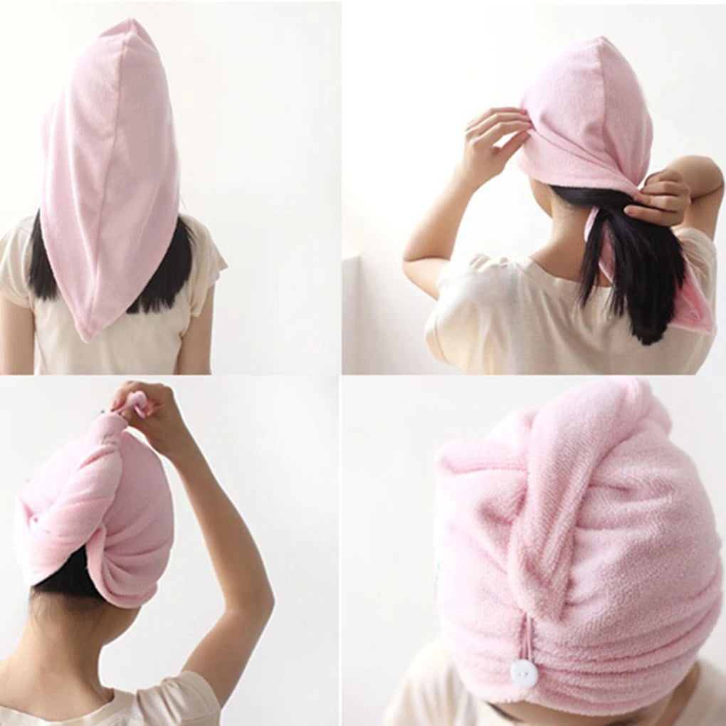 Eco-friendly Randomly Color Women Bathroom Super Absorbent Quick-drying Hair Towel Microfiber Hair Dry Cap