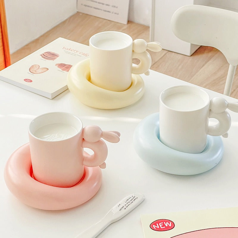 Rabbit Coffee Cup Milk Ceramic Cup And Saucer Set Design Afternoon Tea 🇨🇳