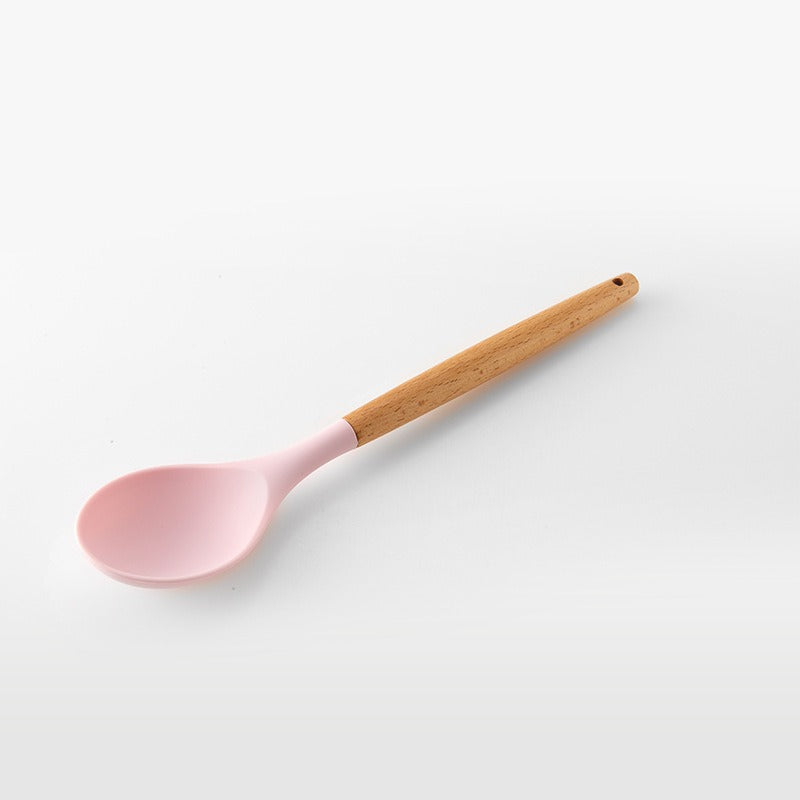 11-Piece Barreled Cooking Utensils Set With Wooden Handle Pink 🇨🇳