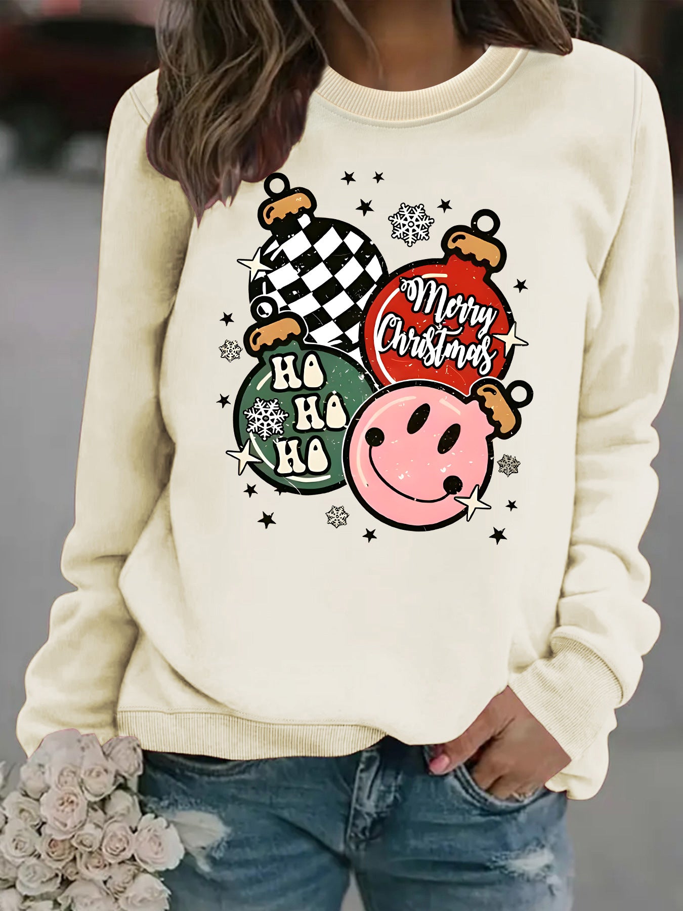 Christmas themed print sweatshirt 🇨🇳