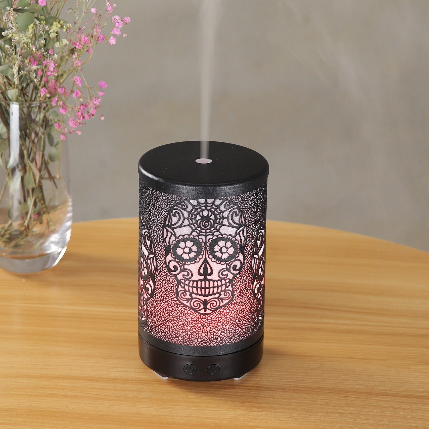 100ml Iron Metal Humidifier Aroma 7 Colors Led Lamp Ultrasonic Electric Skull Aroma Diffuser With Remote 🇨🇳