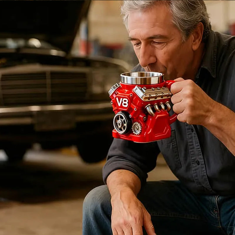 V8 Engine Mug | Stainless Steel Coffee Cup for Car Lovers 🇨🇳