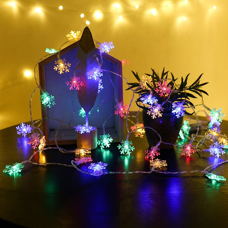 Snowman Christmas Tree LED Garland String Lights Snowflakes String Fairy Lights Hanging Ornaments 🇨🇳
