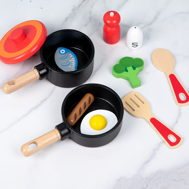 Children's wooden simulation home cooking kitchen with joy utensils wooden toys 🇨🇳