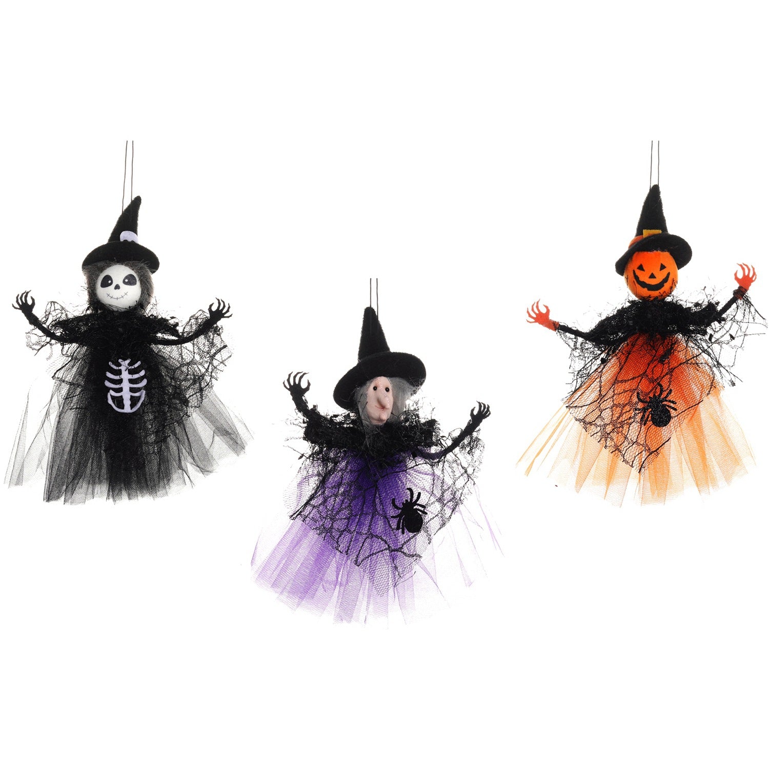 Halloween mesh pendant bar pumpkin witch ghost pendant scene decoration prank pendant 🇨🇳