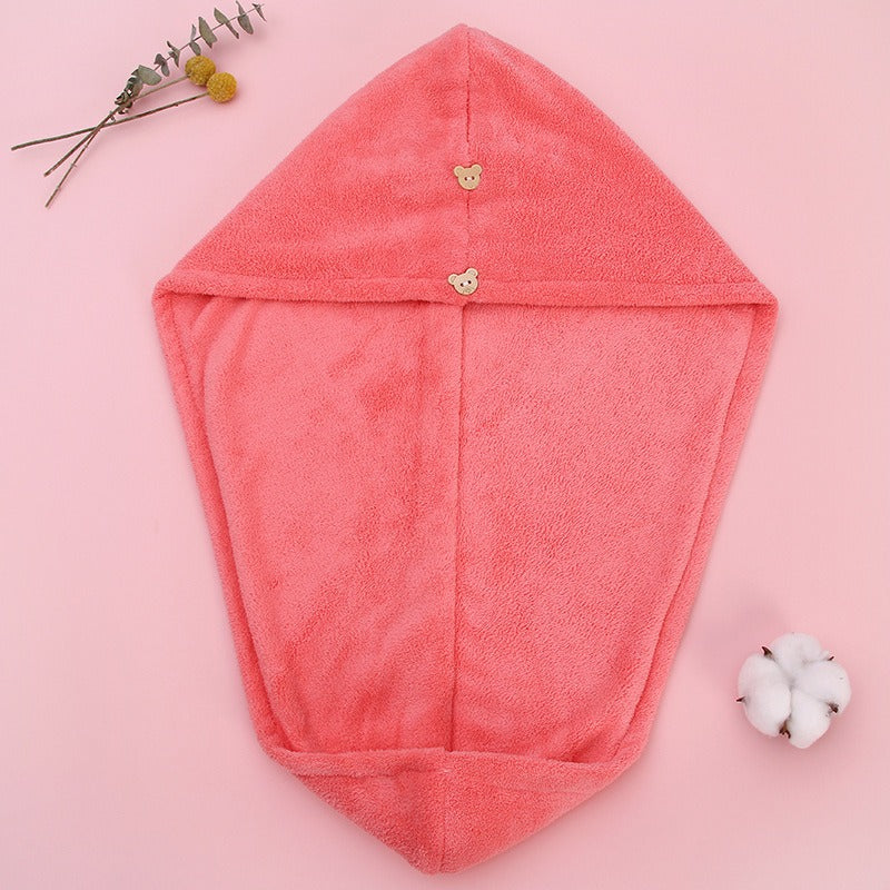 Super absorbent double-layer thickened coral velvet quick drying hair towel, shower cap, and headband towel