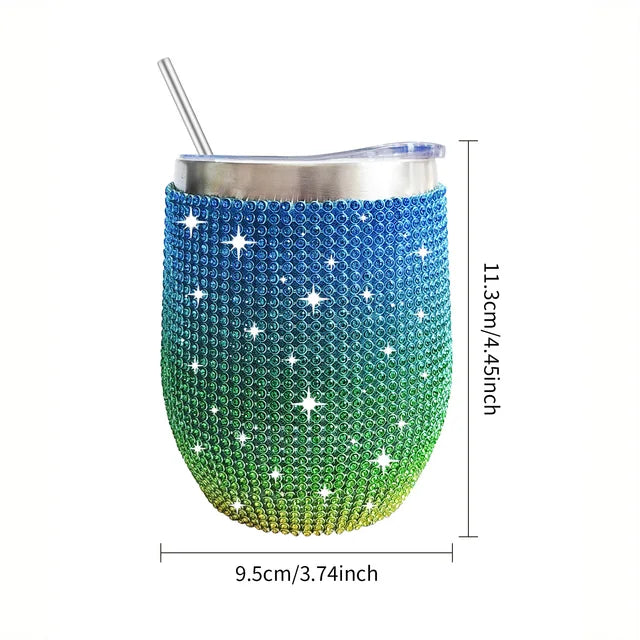12oz Diamond Wine Tumbler With Sealed Lid 🇨🇳
