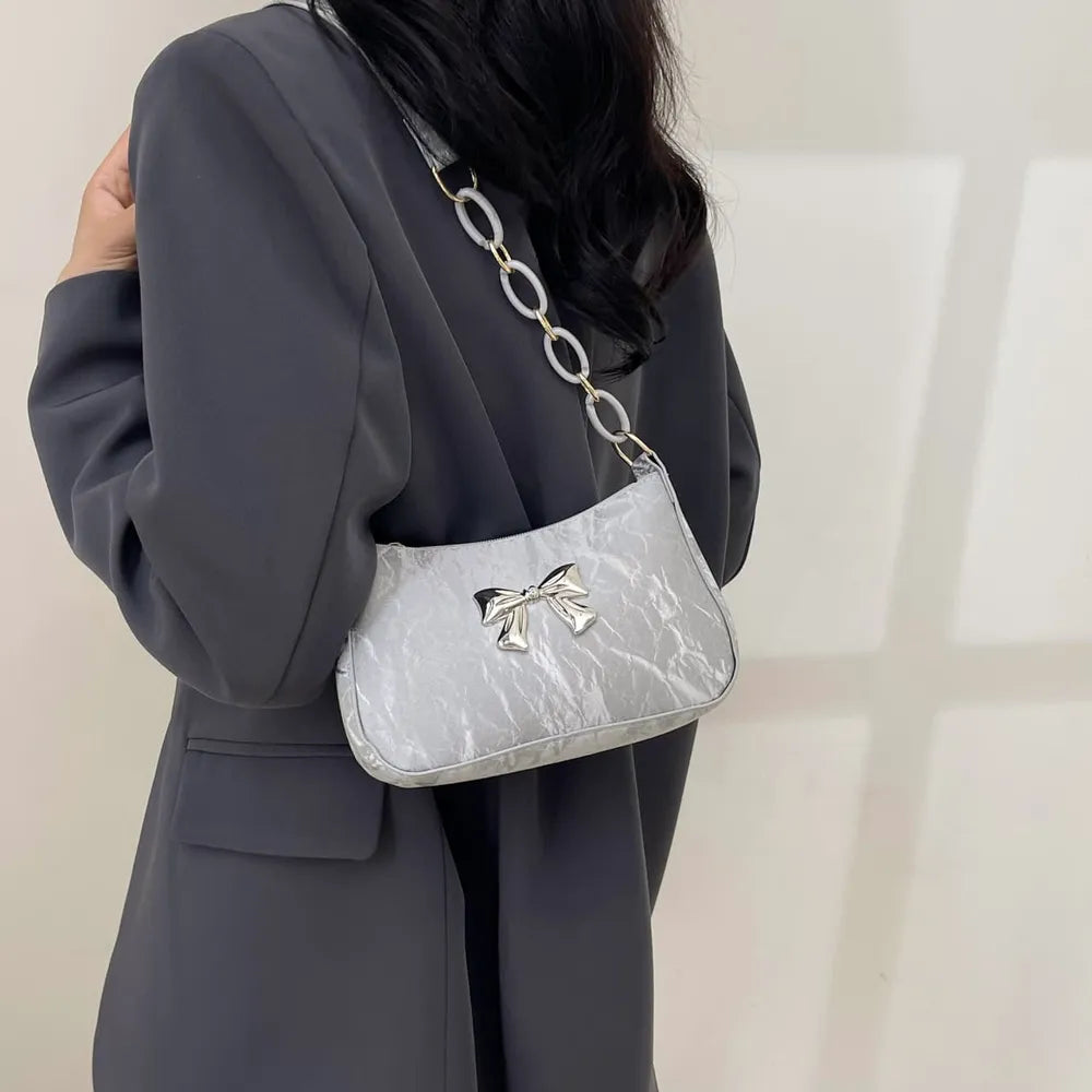 Bow PU Leather Shoulder Bag 🇨🇳