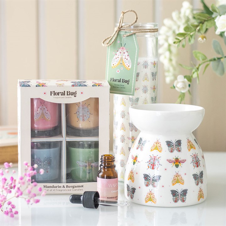 Floral Bug Print Oil Burner and Wax Warmer 🇬🇧
