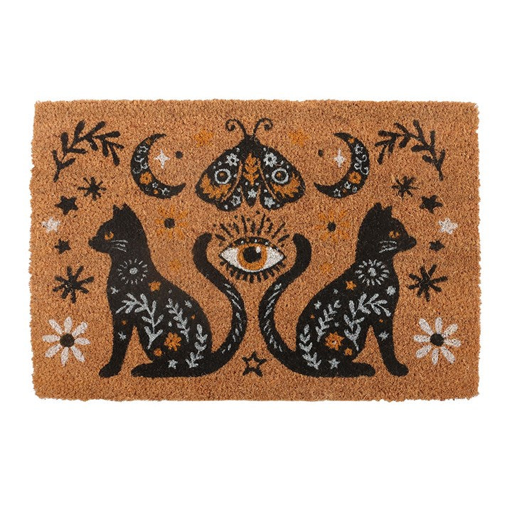 Natural Frightful Folk Cat Doormat 🇬🇧