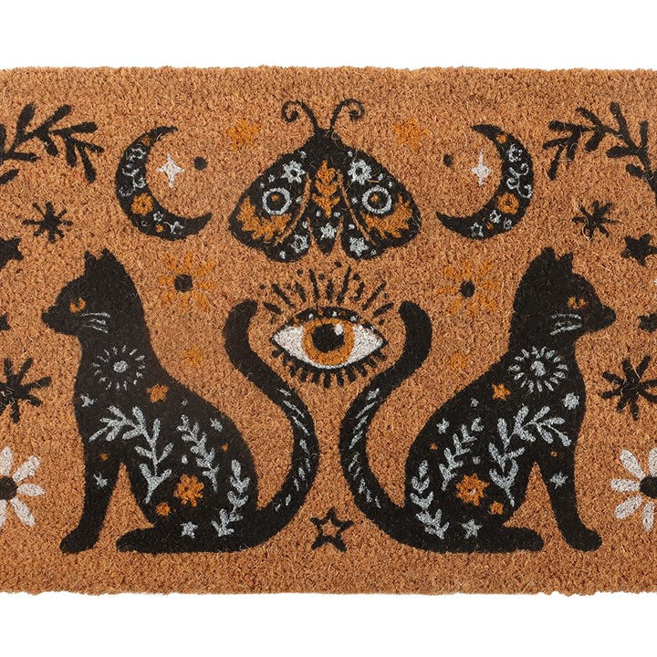 Natural Frightful Folk Cat Doormat 🇬🇧