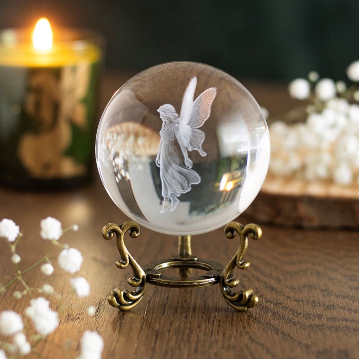 Stardust Fairy Laser Engraved Glass Crystal Ball and Stand 🇬🇧