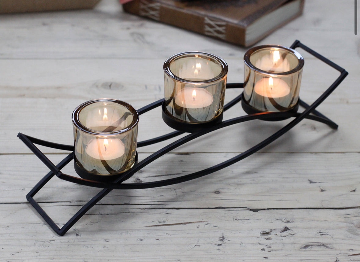 Centrepiece Iron Votive Candle Holder - 3 Cup Silhouette 🇬🇧