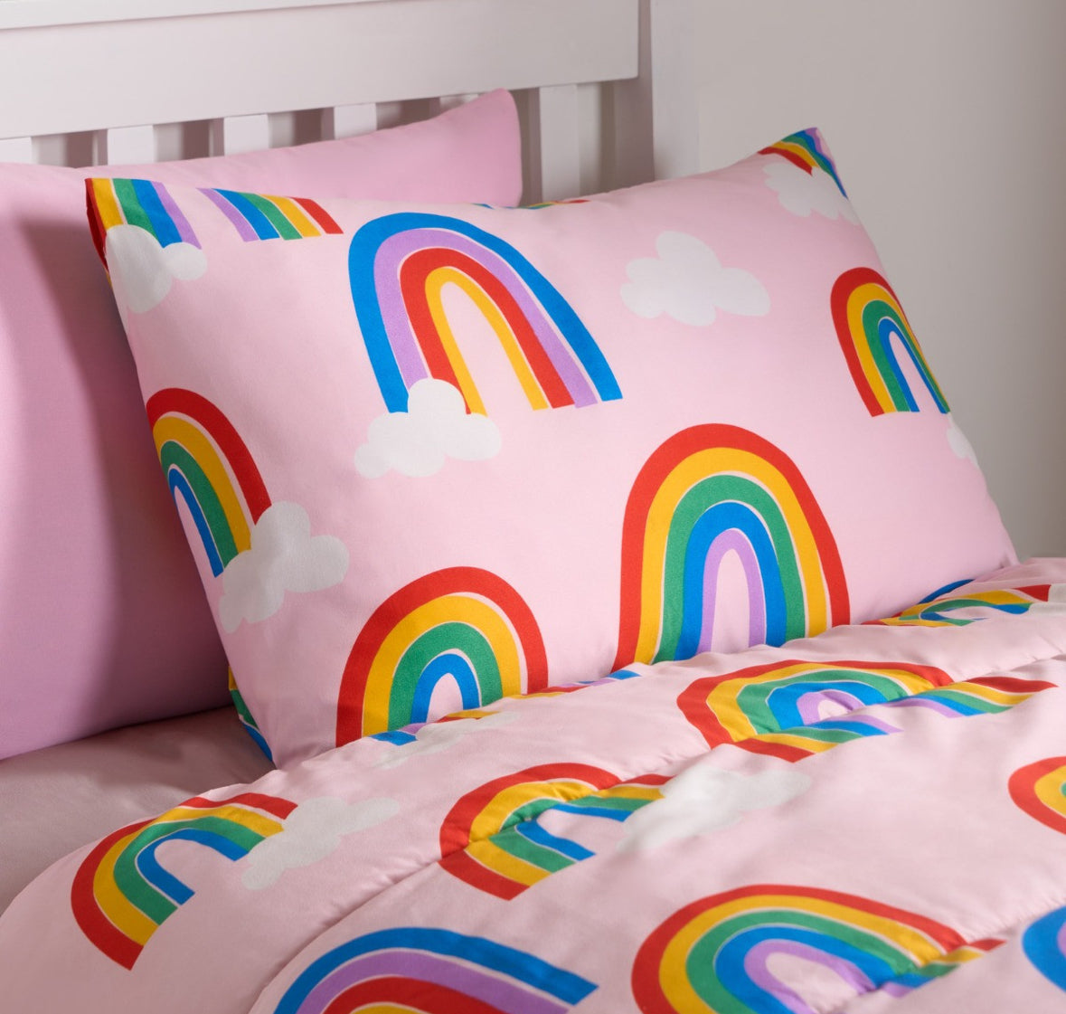 Rainbows Coverless 10.5 Tog Duvet & Pillowcase, Pink - Single 🇬🇧