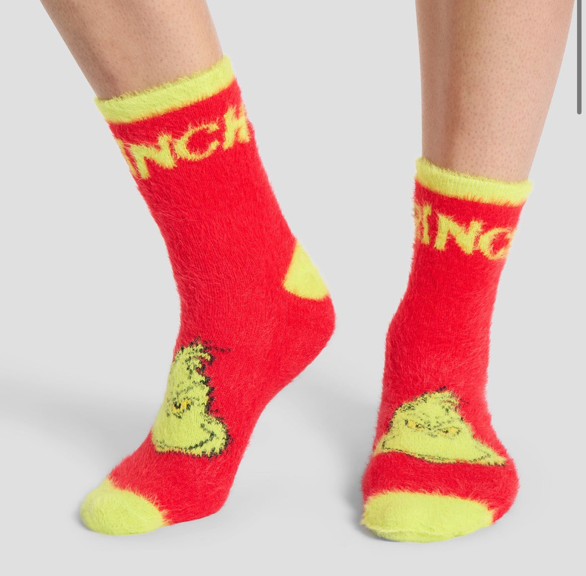 The Grinch Fluffy Socks, Green/Red - 3 Pack 🇬🇧