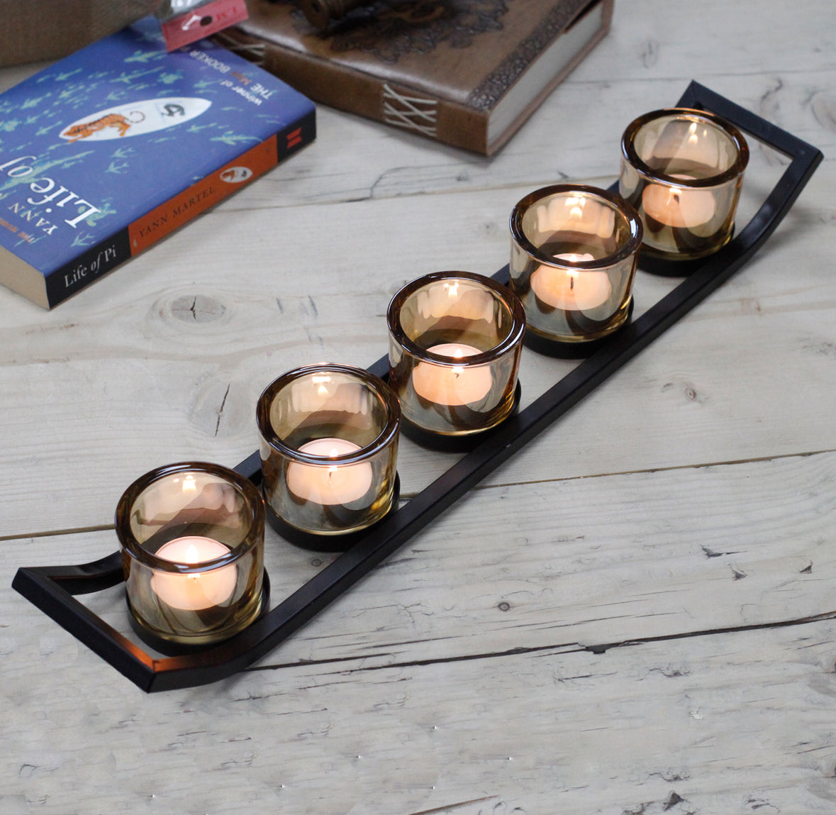 Centrepiece Iron Votive Candle Holder - 5 Cup Ledge 🇬🇧