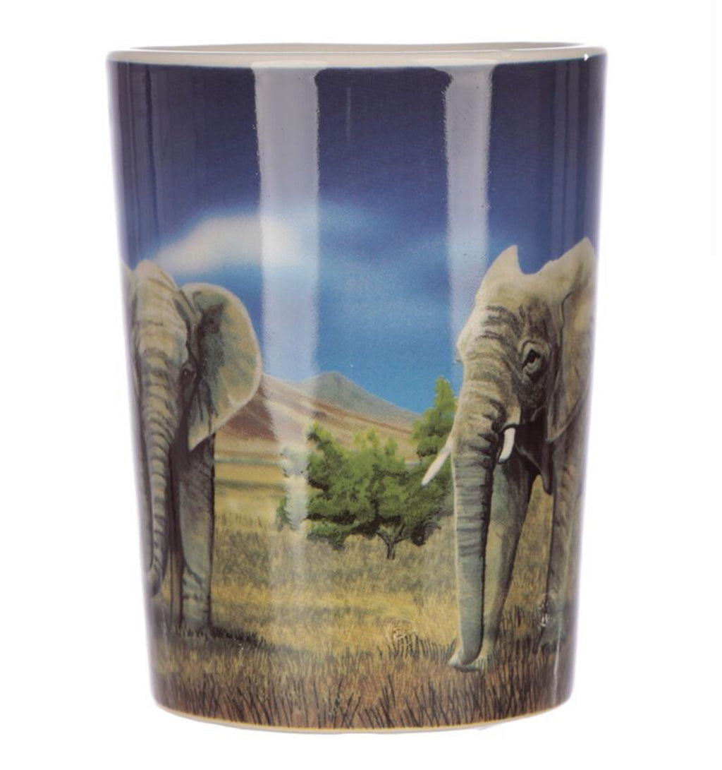 Shaped Handle Ceramic Mug - Elephant Savannah Decal 🇬🇧