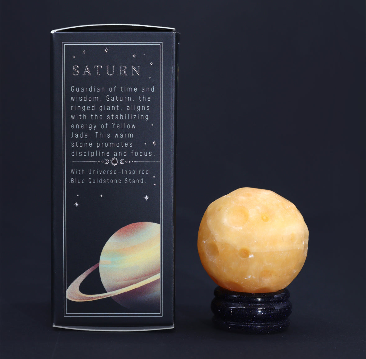 Yellow Jade Planet on a Sola Goldstone Stand (SATURN) 🇬🇧
