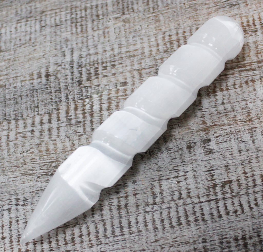 Selenite Spiral Wands - 16 cm (Point One Ends) 🇬🇧