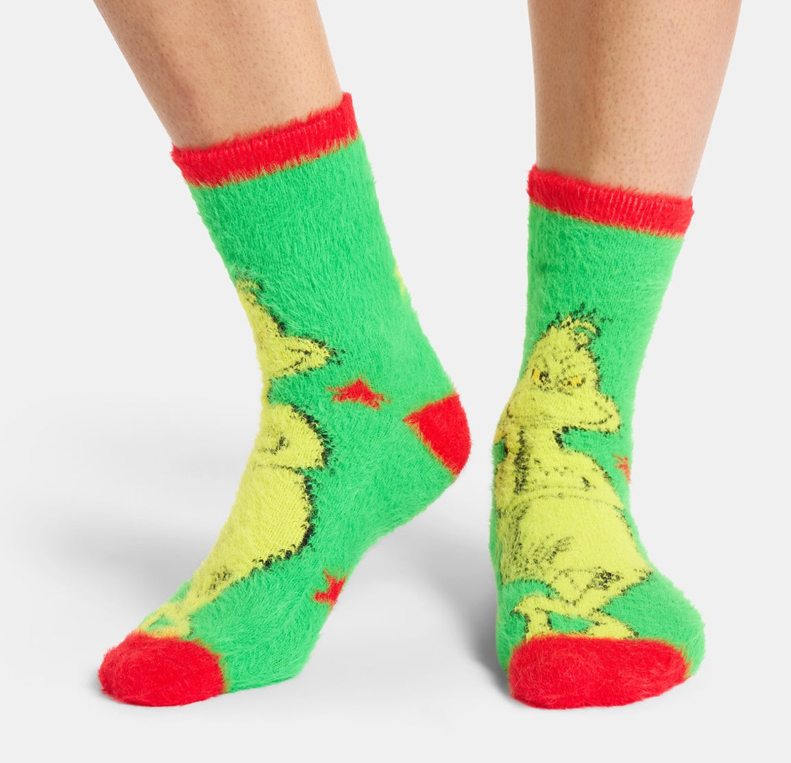 The Grinch Fluffy Socks, Green/Red - 3 Pack 🇬🇧