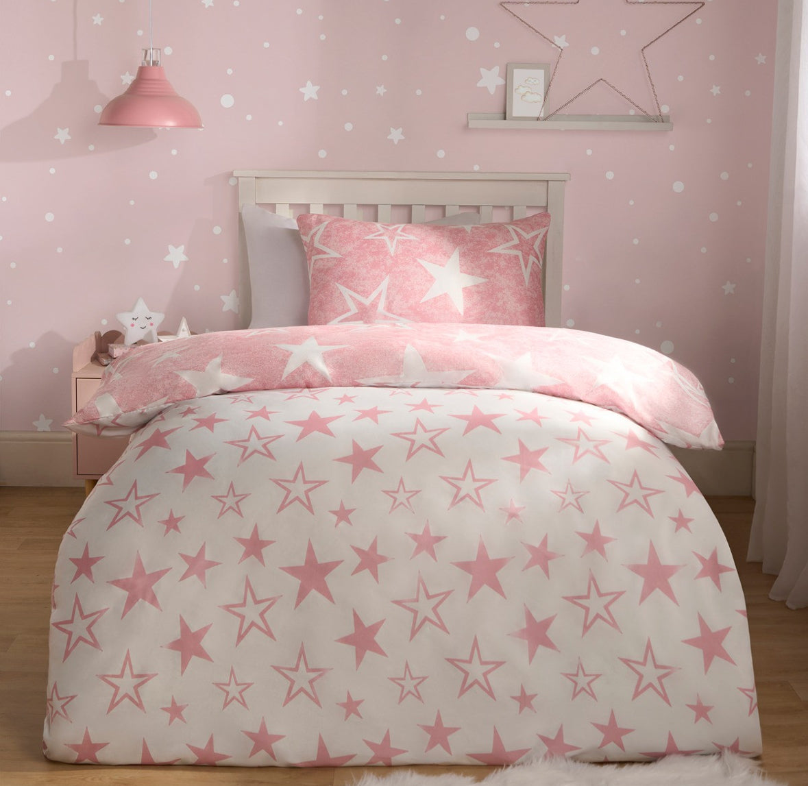 Star Print Reversible Duvet Cover Set - Single 🇬🇧