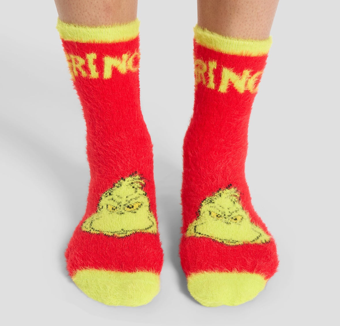 The Grinch Fluffy Socks, Green/Red - 3 Pack 🇬🇧