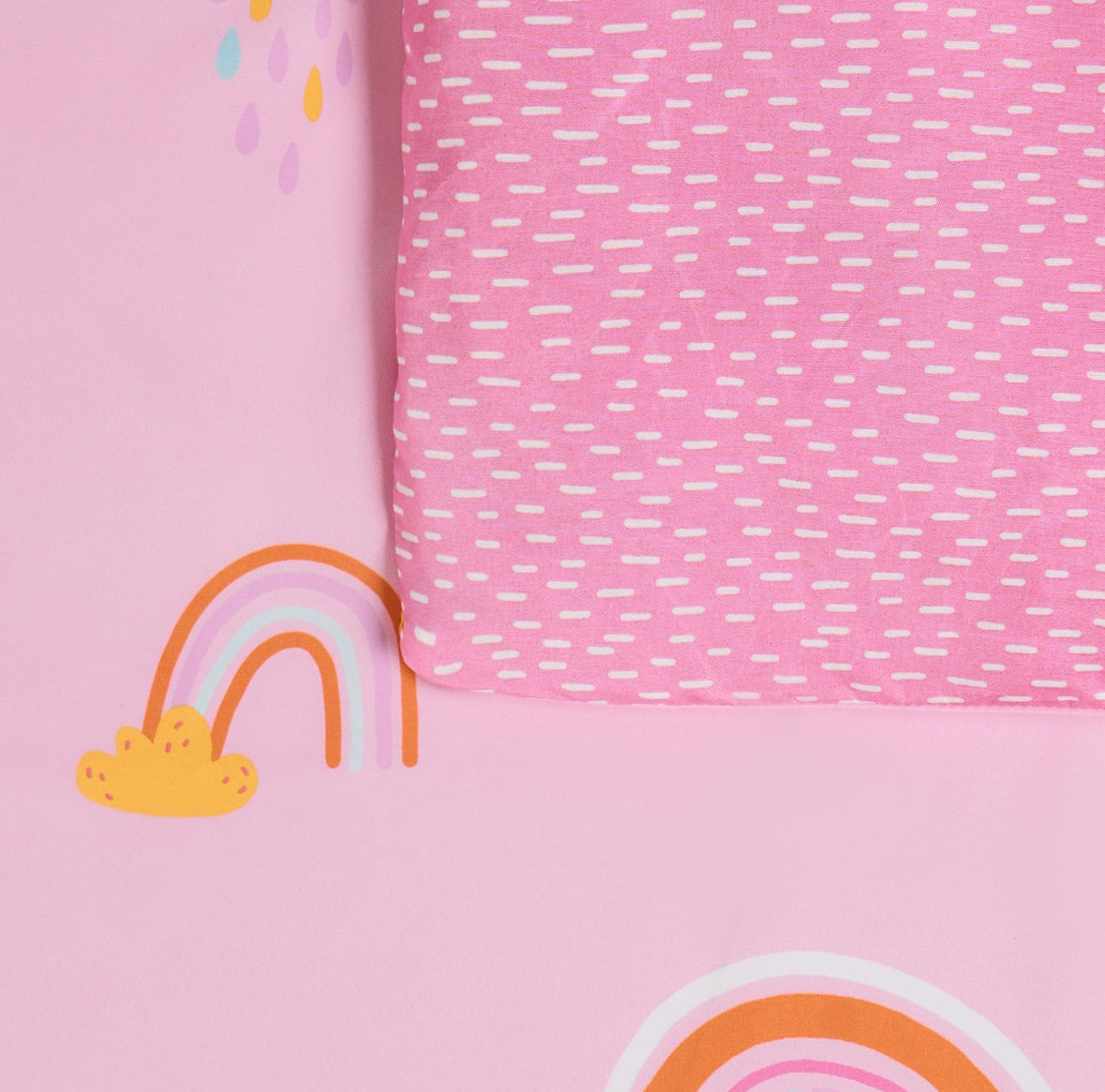 Bright Dash Rainbow Reversible Duvet Cover Set - Pink junior/cot 🇬🇧