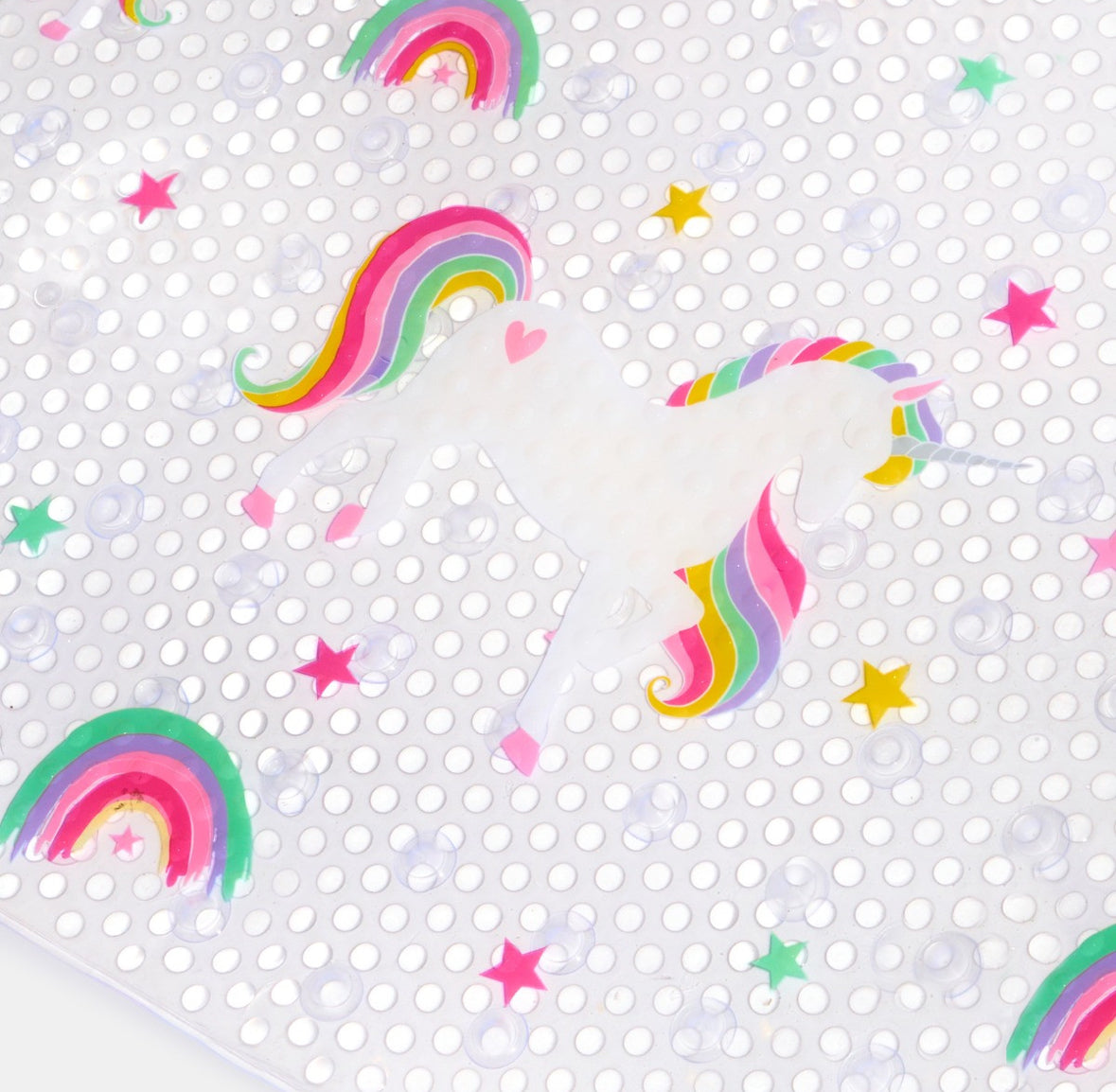 Kids Unicorn Print PVC Bath Mat - Clear 🇬🇧
