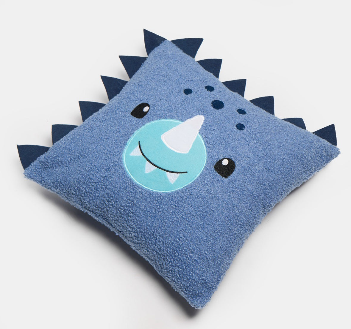 Kids Character Dinosaur Boucle Filled Cushion - Blue 🇬🇧