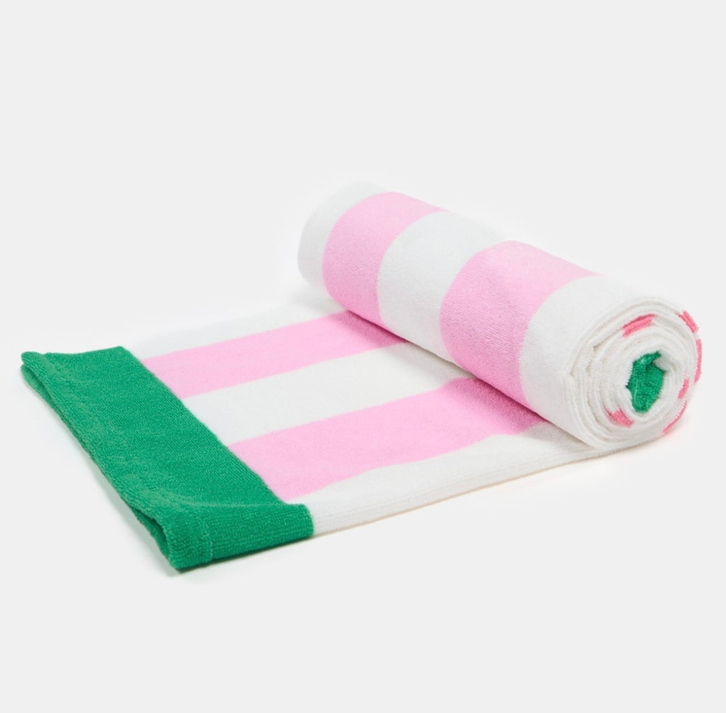 Striped Hello Summer Beach Towel - Blush 🇬🇧