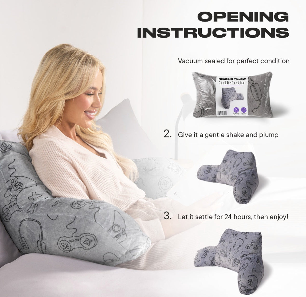 Gaming Print Cuddle Cushion - Grey 🇬🇧