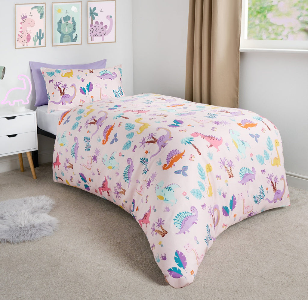 Girls Dino & Safari Duvet Cover Sets Twin Pack - Single 🇬🇧
